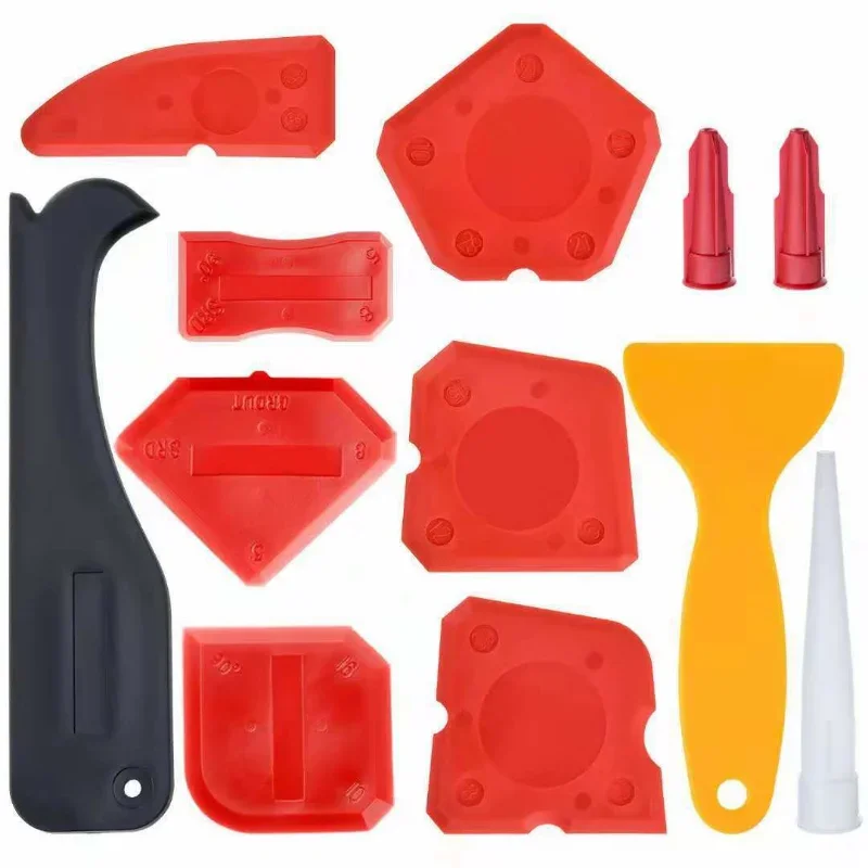 12Pcs Caulking Tool Kit Silicone Joint Sealant Spreader Spatula Scraper Edge Repair Tools Floor Tile Edges Cleaner