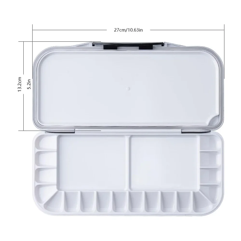 18 wells Watercolor Palette Folding with Lid 2 Mixing Areas and 1 Large Mixing Tray for Gouache Acrylic Paint Palette