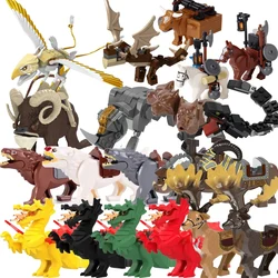 Magic Movies Medieval Animal Figure Building Blocks Dragon Elk Wild Boar Bighorn Rhinoceros Mini Model Bricks Toys Kids Gifts