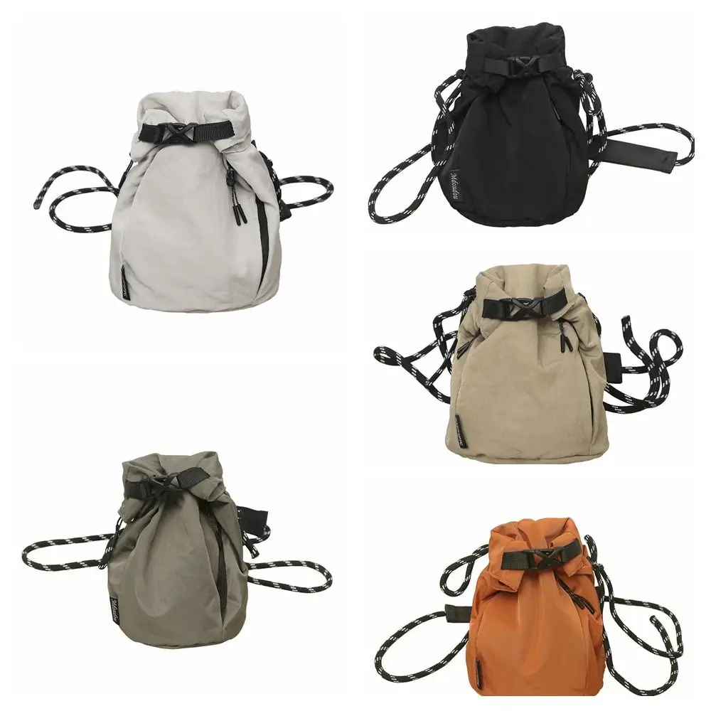 

Handbag Nylon Shoulder Bag Korean Style Drawstring Bucket Bag Fashion Solid Color Small Crossbody Bag