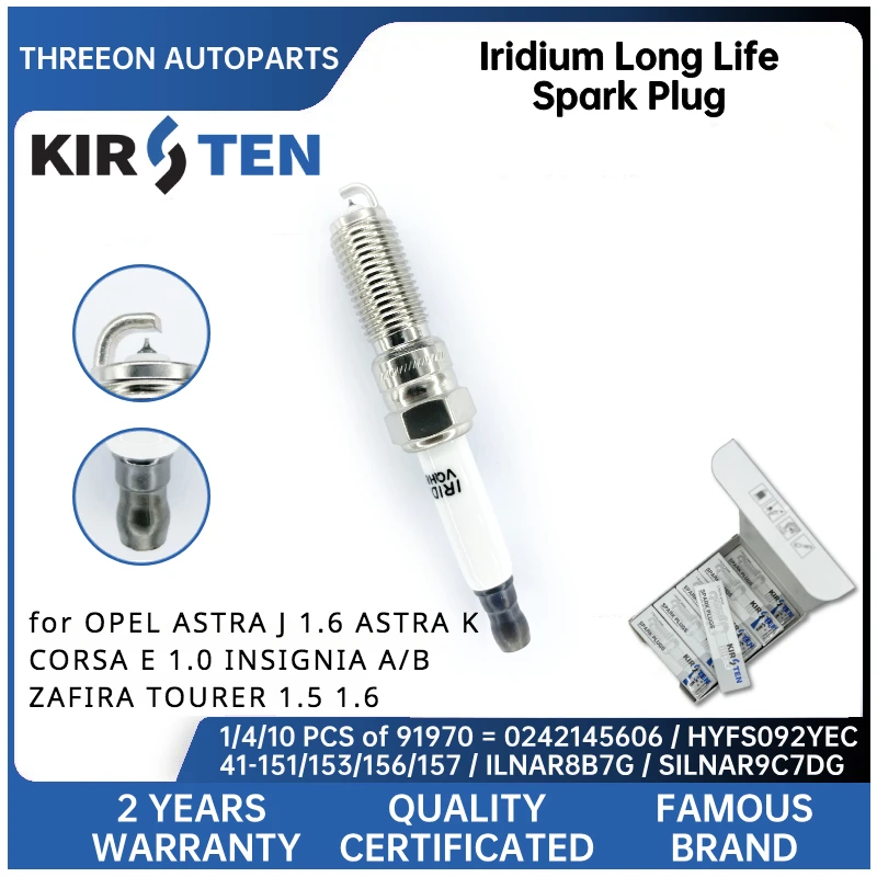 KIRSTEN Iridium Spark Plug for OPEL ASTRA J 1.6 ASTRA K CORSA E 1.0 INSIGNIA A/B ZAFIRA TOURER 1.5 1.6 ILNAR8B7G 55490097 91970