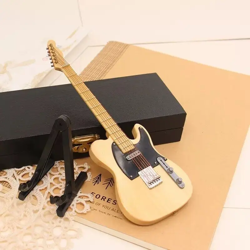 1/6 Scale Electric Guitar Model Yellow Bass Metal Rock Fit 12” Movable Doll 18cm