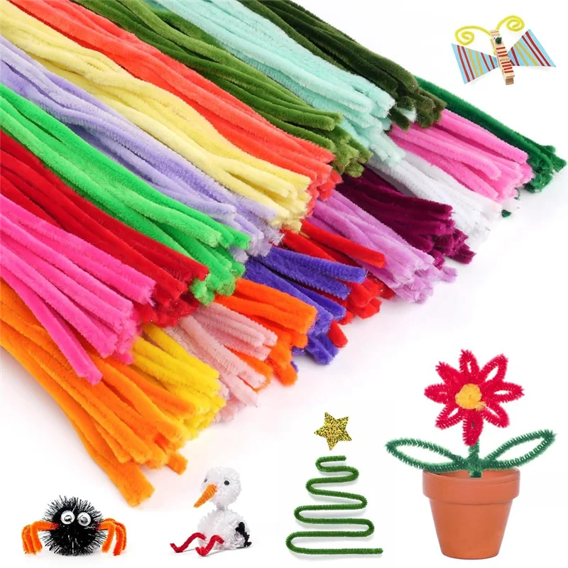 YSUN-300 PCS Detergenti per tubi fai da te Steli in ciniglia multicolore Detergenti per tubi artigianali, 20 colori assortiti Detergenti per tubi per artigianato fai-da-te