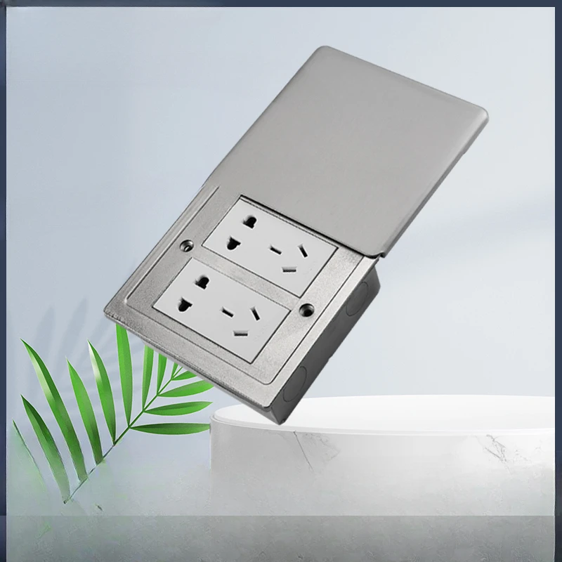 Ultra-thin ground socket All-copper anti-horizontal sliding cover with 35 high bottom box stainless steel ground plug for