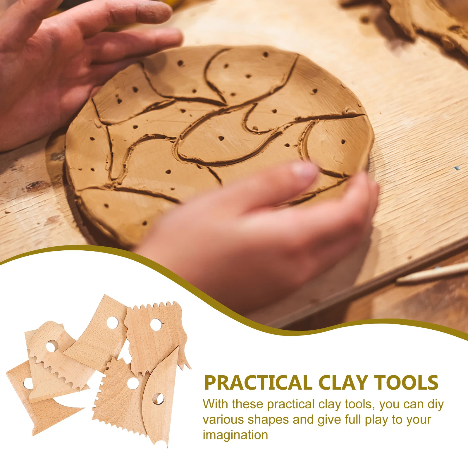 

7Pcs Clay Sculpture Tool Set Wood Polymer Clay Kit Scraper Carving Pottery Craft Tools Pottery Trimming Tools DIY Manual Cutter