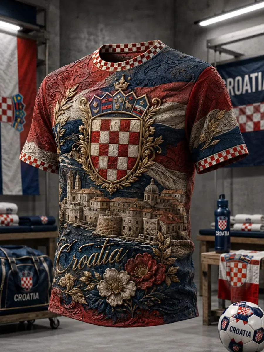 2026 Fashion Edition Croatian Fan Football Training Suit - 3D Printing, Breathable and Quick-Drying, Family-Pleasant Clothing