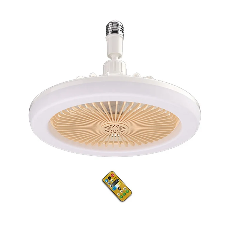 Ventilador de techo con Control remoto y luz, lámpara LED de 30W, ventilador de techo silencioso inteligente, Base convertidora E27, Color crema