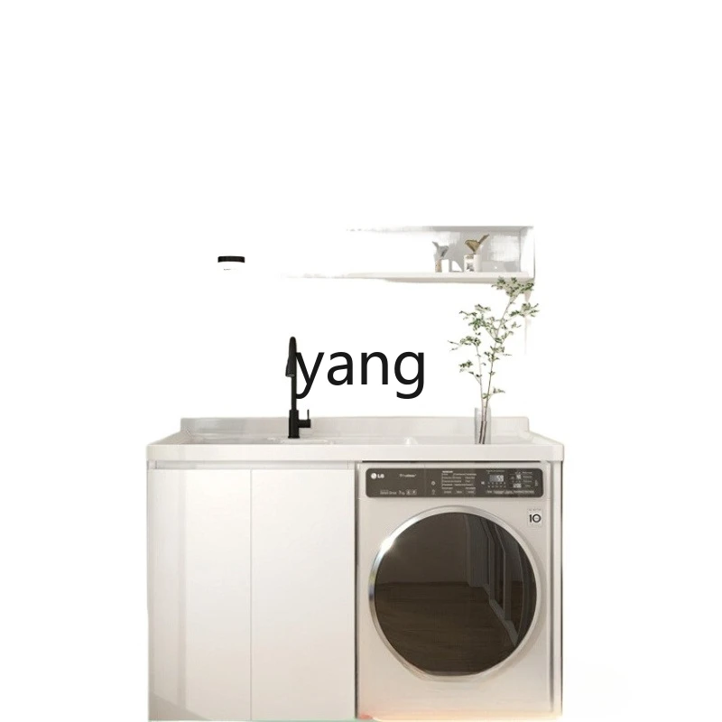 LHH  honeycomb aluminum washing machine balcony integrated cabinet combined laundry basin with rubbing board balcony cabinet