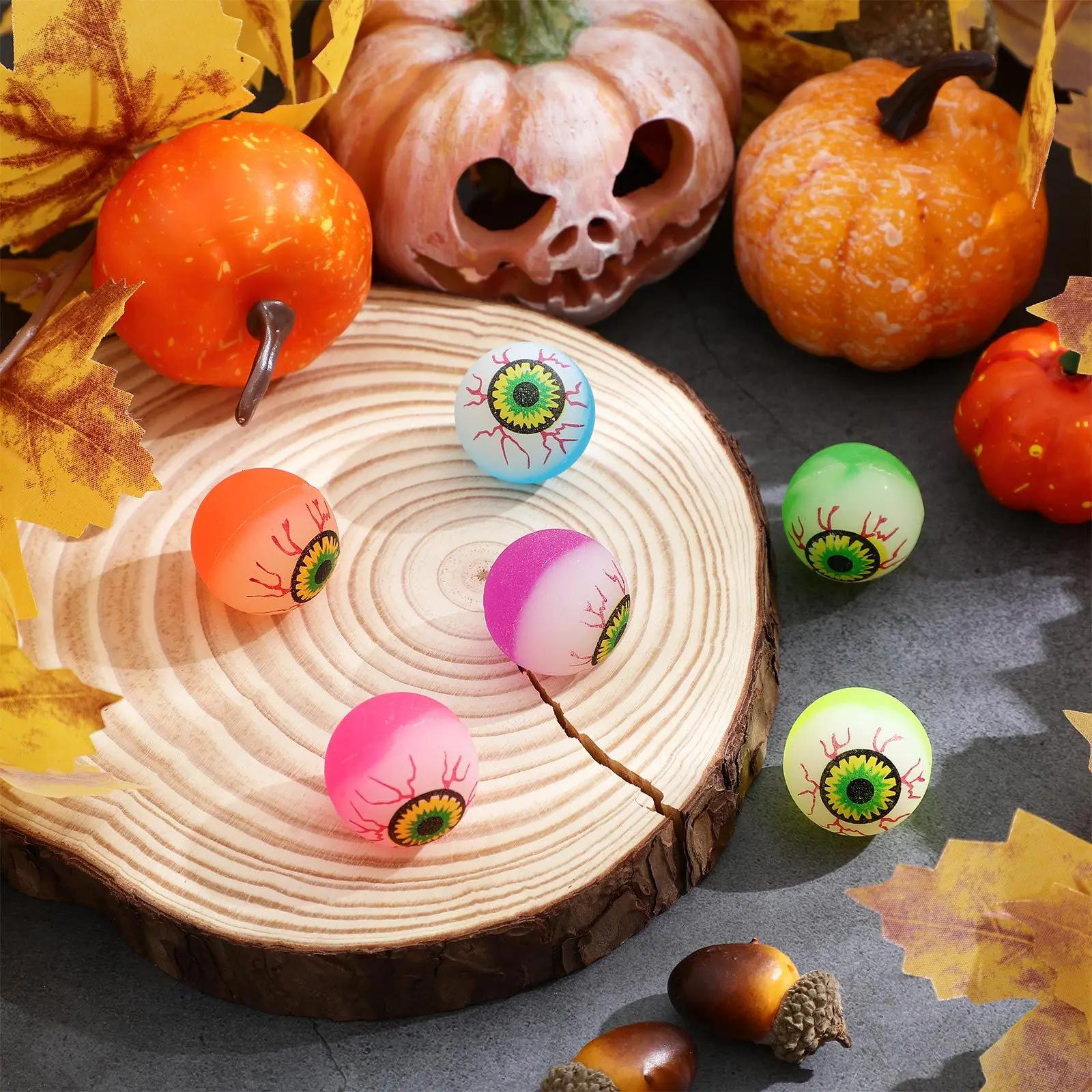 10 قطعة مقل العيون نطاطة ممتعة للأطفال هدايا حفلات الهالوين كرات القفز المخيفة خدعة اللعب الملونة الكمامة لوازم الهدايا #2