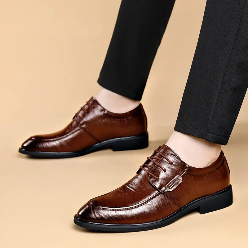

New Men's Casual Professional Invisible Insole Height-increasing Leather Shoes, Large Size 35-50 Fashionable Leather Shoes