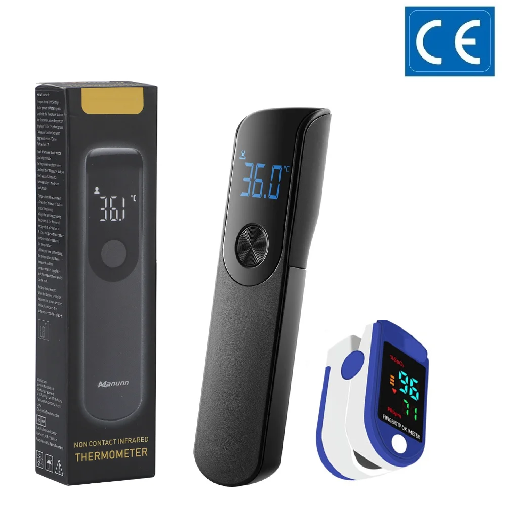 Digital Infrared Thermometer Forehead Body Non-Contact Fever Thermometers Or Medical Portable Finger Pulse Oximeter Blood Oxygen