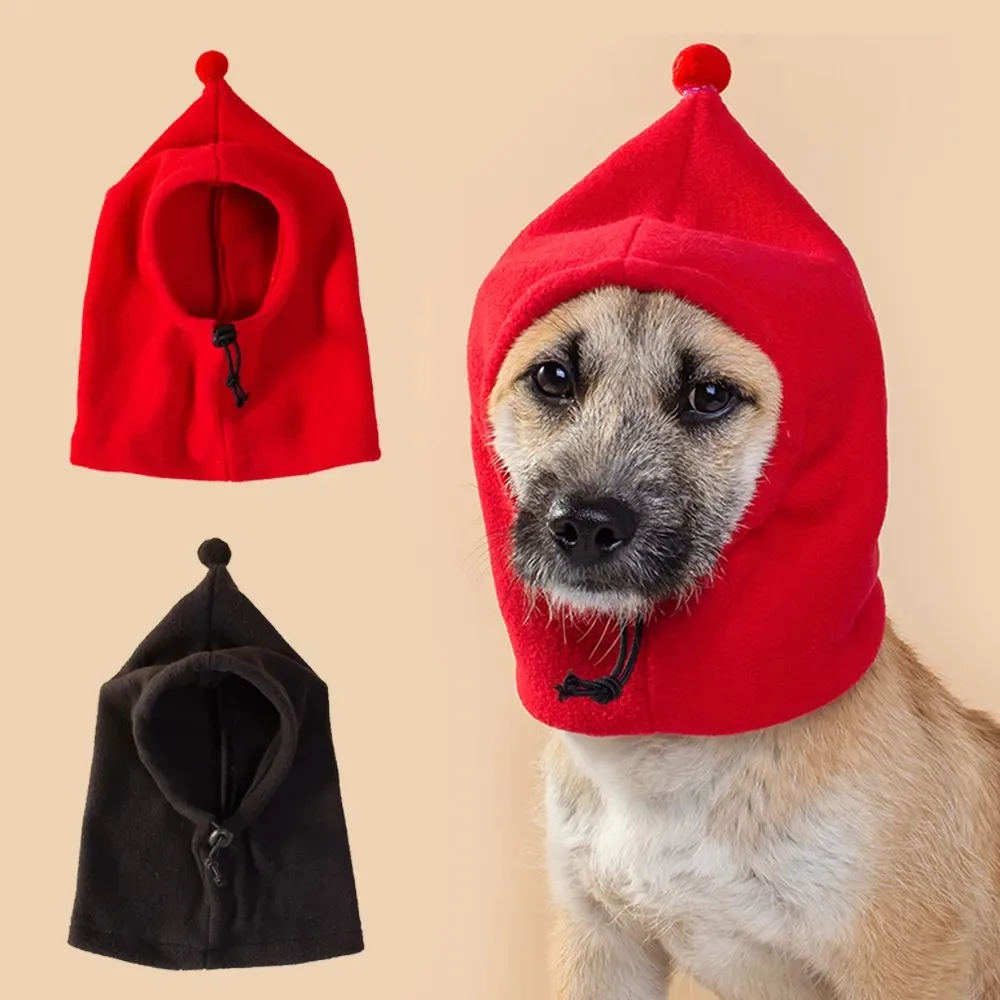 New Dog Hat Winter Warm Pet Cap Solid Color Dog Pet Ear Protector Hats Drawstring Design Adjustment Casual Pet Headgear