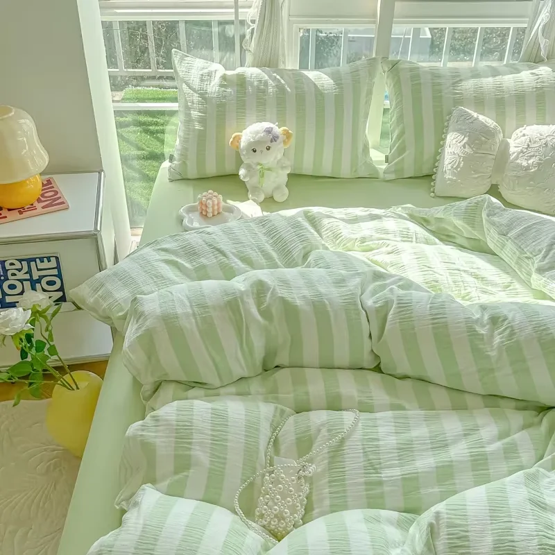 

Nordic Sling Bed 150 Bedding Sets Stripes Duvet Cover Set Quilt Cover Bed Sheet Quilt Sets Queen Size Comforter Sets