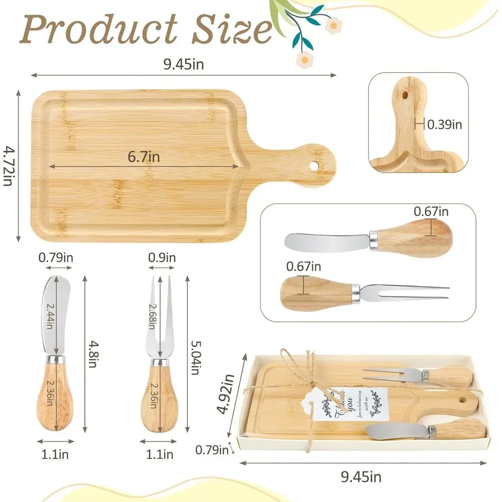 รางวัลเกมงานเลี้ยงฉลองเบบี้ชาวเวอร์: ชุดชีสและอาหารว่าง 6 ชิ้น พร้อมอุปกรณ์เสิร์ฟ กล่องของขวัญ และการ์ด