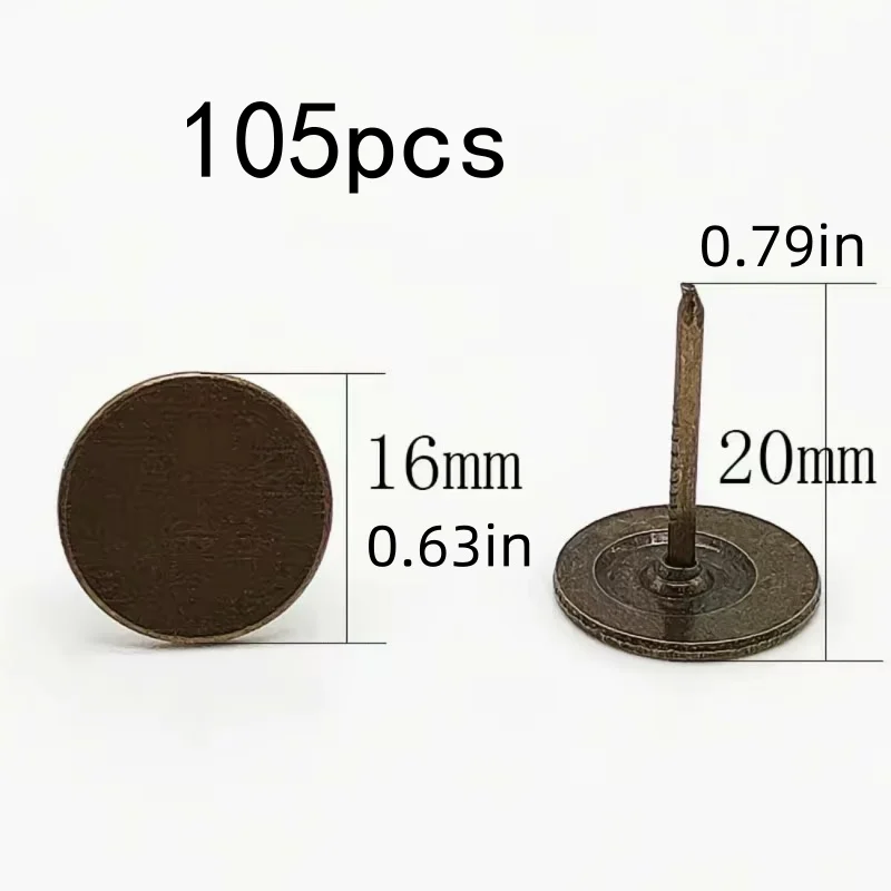 105 Pcs 16mm Retro Bronze Nails Smooth Retro Texture For Decorating Jewelry Boxes Wooden Ornaments Fit DIY Crafts High Decor