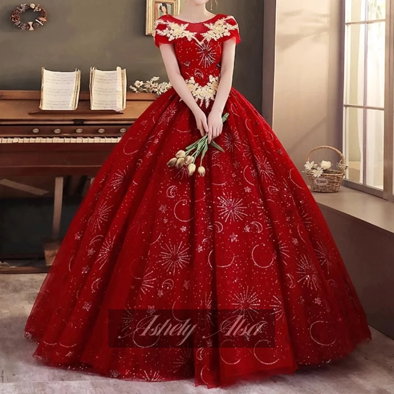 Ashely Alsa gambar asli anggur merah gaun pesta ulang tahun gaun Prom gaun Lengan renda Vestido De 15 16 tahun Anos Quinceanera Gaun