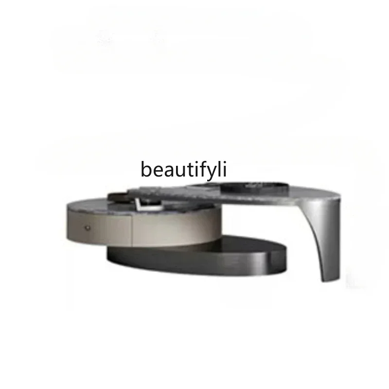 

Light Luxury Modern Coffee Table Special-Shaped Living Room Creative Size round Coffee Table TV Cabinet Combination