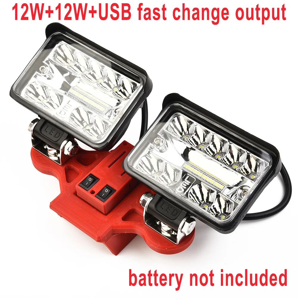 LED Work Light For XC Batteries 18V 20V (5600LM) 2 Head-w/USB Rechargeable Worklight For Camping Fishing Hunting