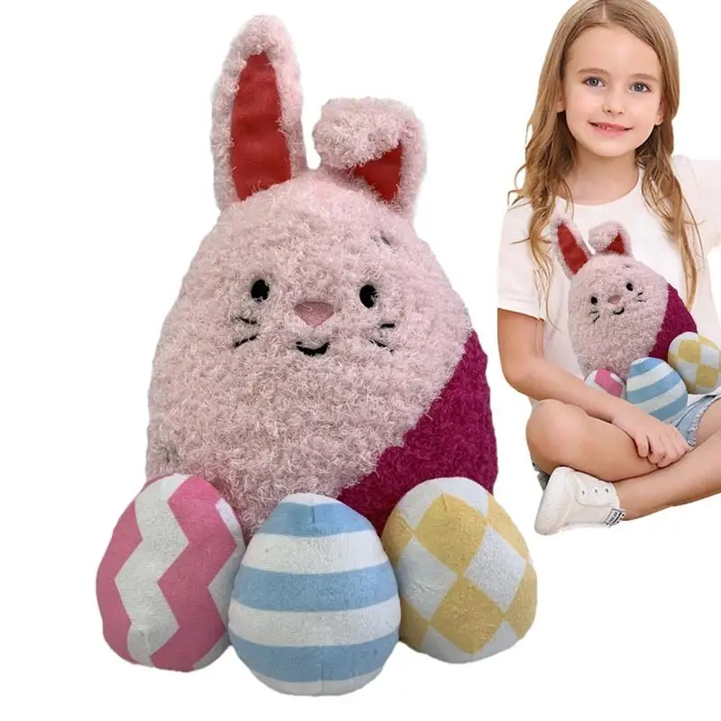 

Stuffed Bunny Plush Rabbit With Easter Eggs Soft Toy Stuffed Doll Skin-Friendly Holiday Gift Decorative Pillow 30cm Plush For