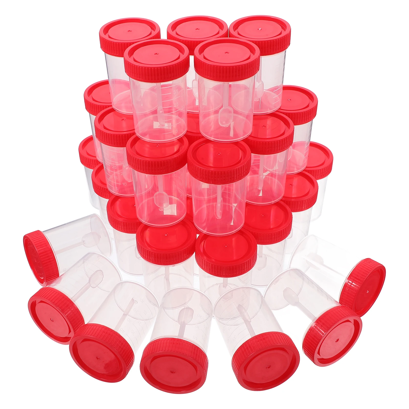 50 Pcs/1 Garbage Can Poop Cup Sample Cups Stool Test Container Pot with Spoon Specimen