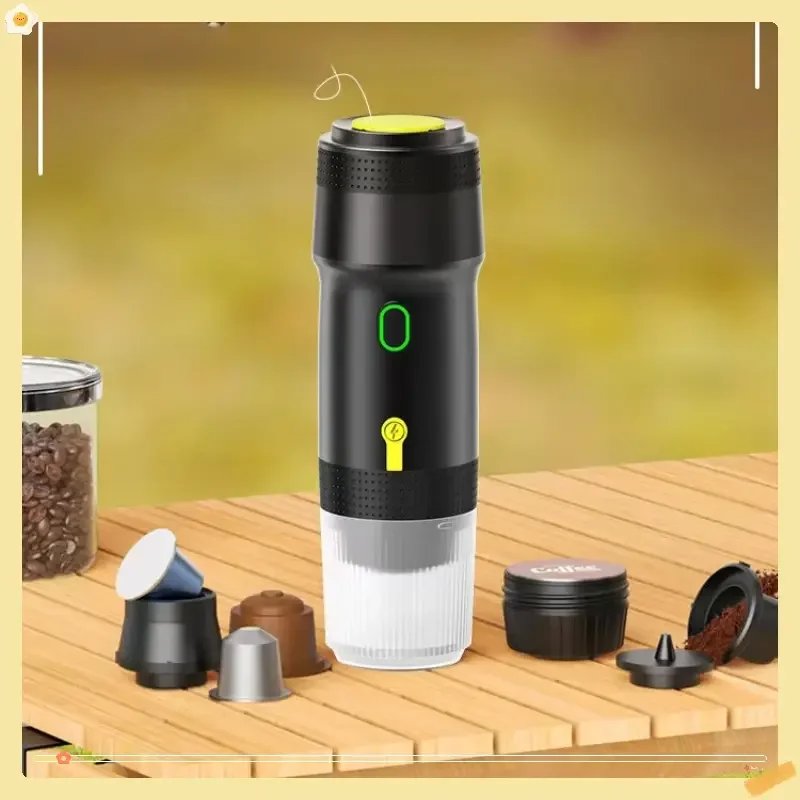 Electric Portable Coffee Machine Portable Italian Espresso Machine for Car & Home 3-in-1 Capsule Powder Travel Coffee Machine