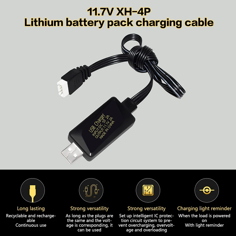 Carregador de Bateria Li-ion com Luz Protetora, Carregador USB, 3S Balance, 11.1V