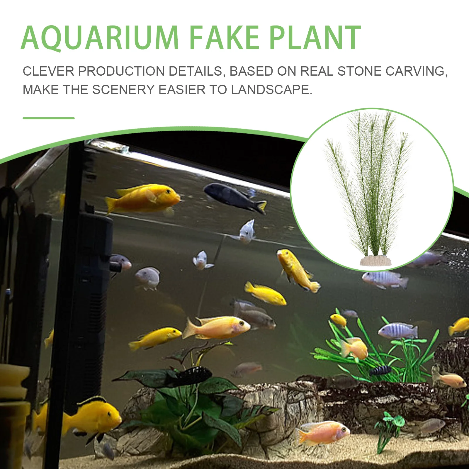 

2Pcs Lifelike Aquarium Plants Plastic Fake Water Plant for Fish Tank Decor Scenic Landscape Addition Home Office Interior