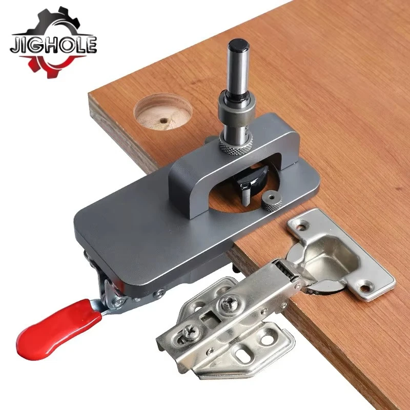 Woodworking 35mm Concealed Hinge Jig Kit or Drill Accessories, Hinge Boring Jig Drilling Guide Locator for Cabinet Cupboard Tool