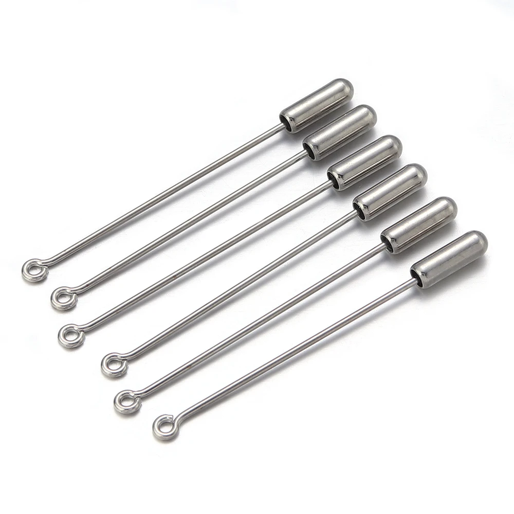 Hochwertige 10 teile/los Eye Pin Blank Brosche Stifte mit Stopfen 53 93mm Länge Schmuck Brosche Zubehör DIY Sicherheits brosche – Detail 4