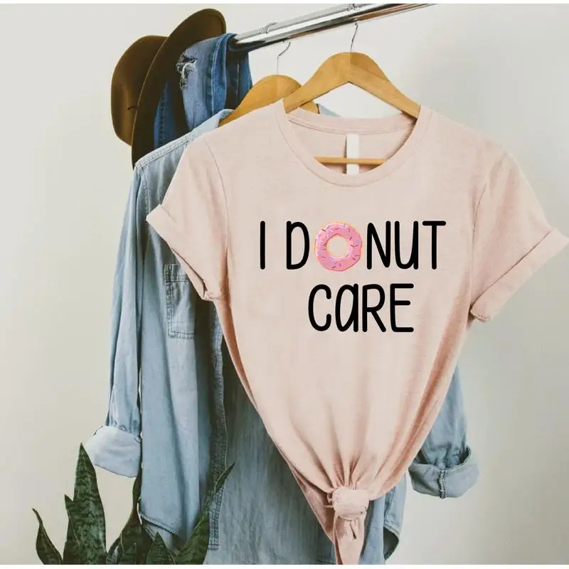 

Футболка I Donut Care Lover, забавная женская вечеринка, саркастическая любовь, пончики
