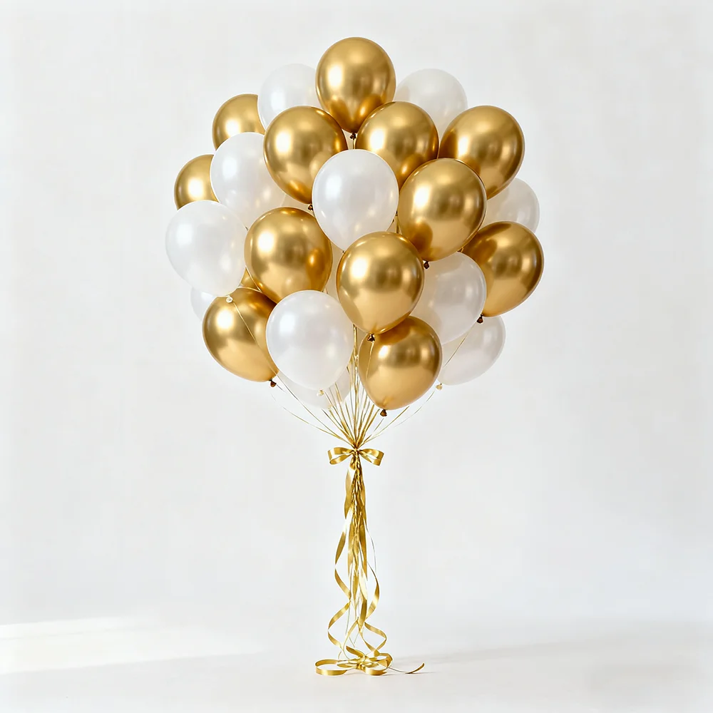 

30/50/100pcs Metallic Gloss Chromium Balloon Pearl White Latex Balloons Two Color Mixed Helium Balloon Birthday Wedding Decor