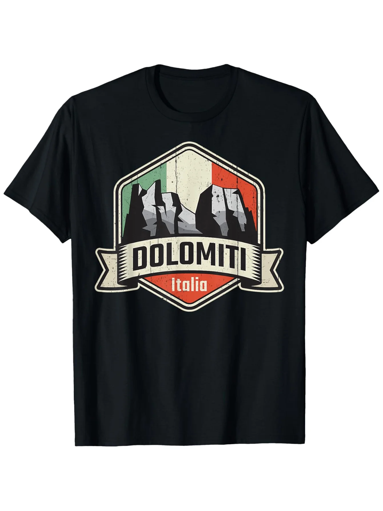 

Vintage Dolomites Mountains T-Shirt - Black Italian Alps Travel Tee