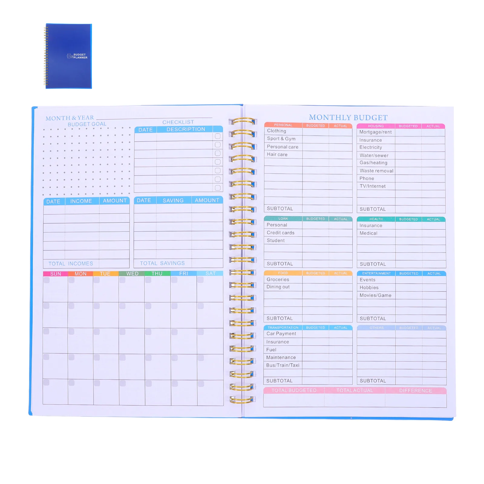 مخطط ميزانية A5، جهاز تعقب مالي محمول غير مؤرخ لإدارة الأموال في الميزانية اليومية، إعداد أهداف التوفير، دفع الفواتير #1