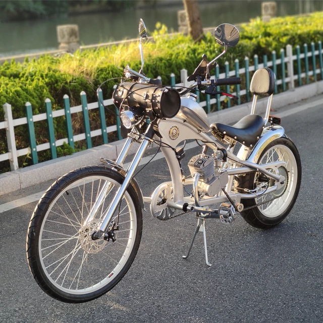 48cc-バイクチョッパー,エレガントなビンテージスタイル,電動自転車,パワフルな自転車,タンクで独立した24インチのフロントホイール -  AliExpress