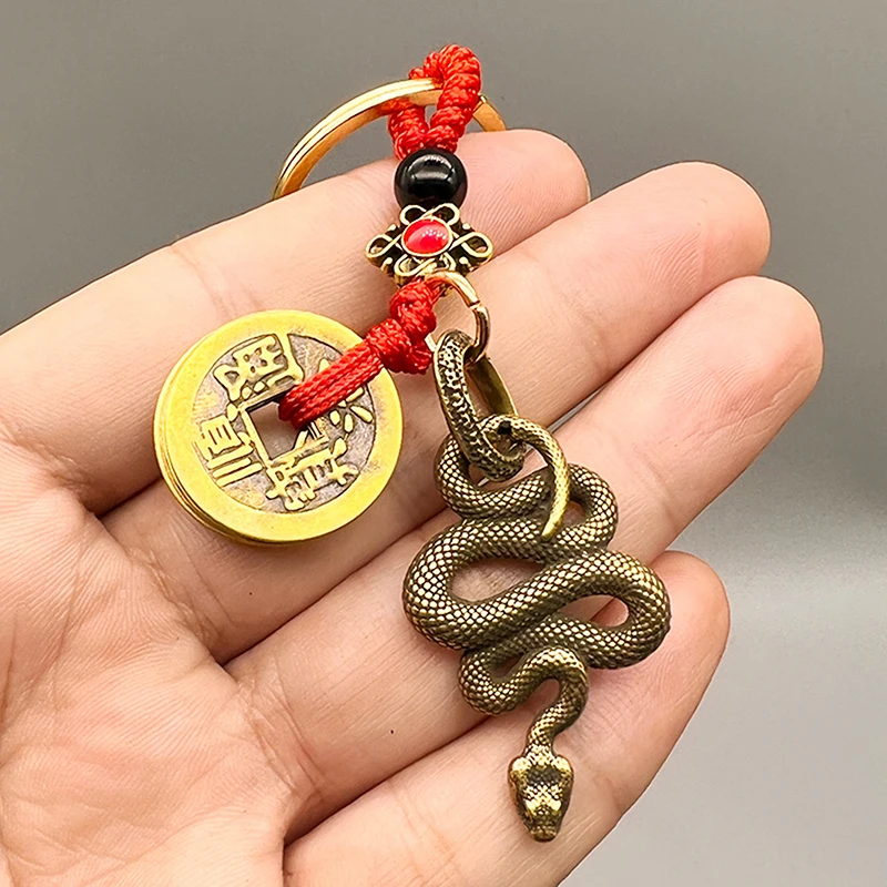 2025 Year Of Chinese Zodiac Snake Lucky Pendant Keychain Creative Wealth Key Ring Accessories Women Men Bag Charm Jewelry Gift