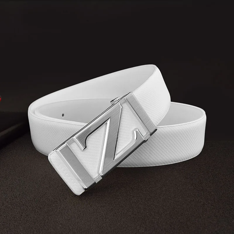 

New White Men's Belt Designer Z Letter Casual Authentic Fashion Belt Leather White High Quality Cintos Masculinos Ceinture Homme