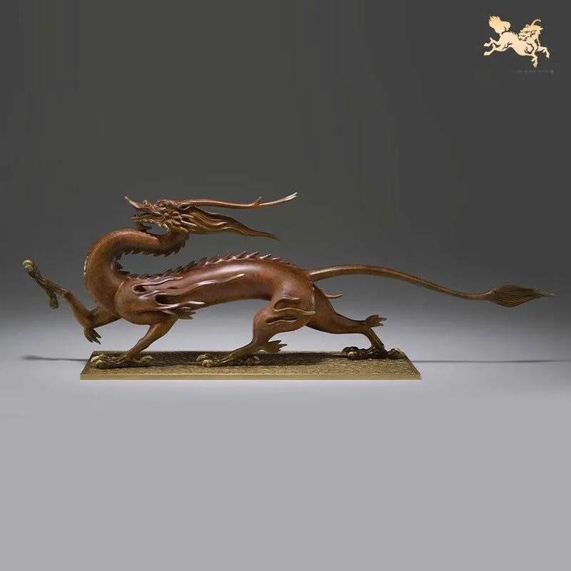 Rare Limited edition collection # TOP COOL Divine Dragon Totems Handmade Copper Carving Model Comic Animation game statue