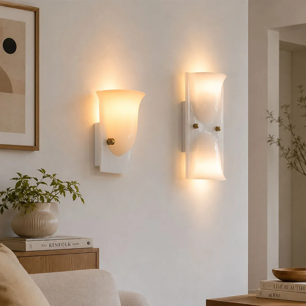Light Green Resin Wall Lamp Retro Living Room Background Wall Stairs Lamp LED Colorful Bedroom Bedside Lamps