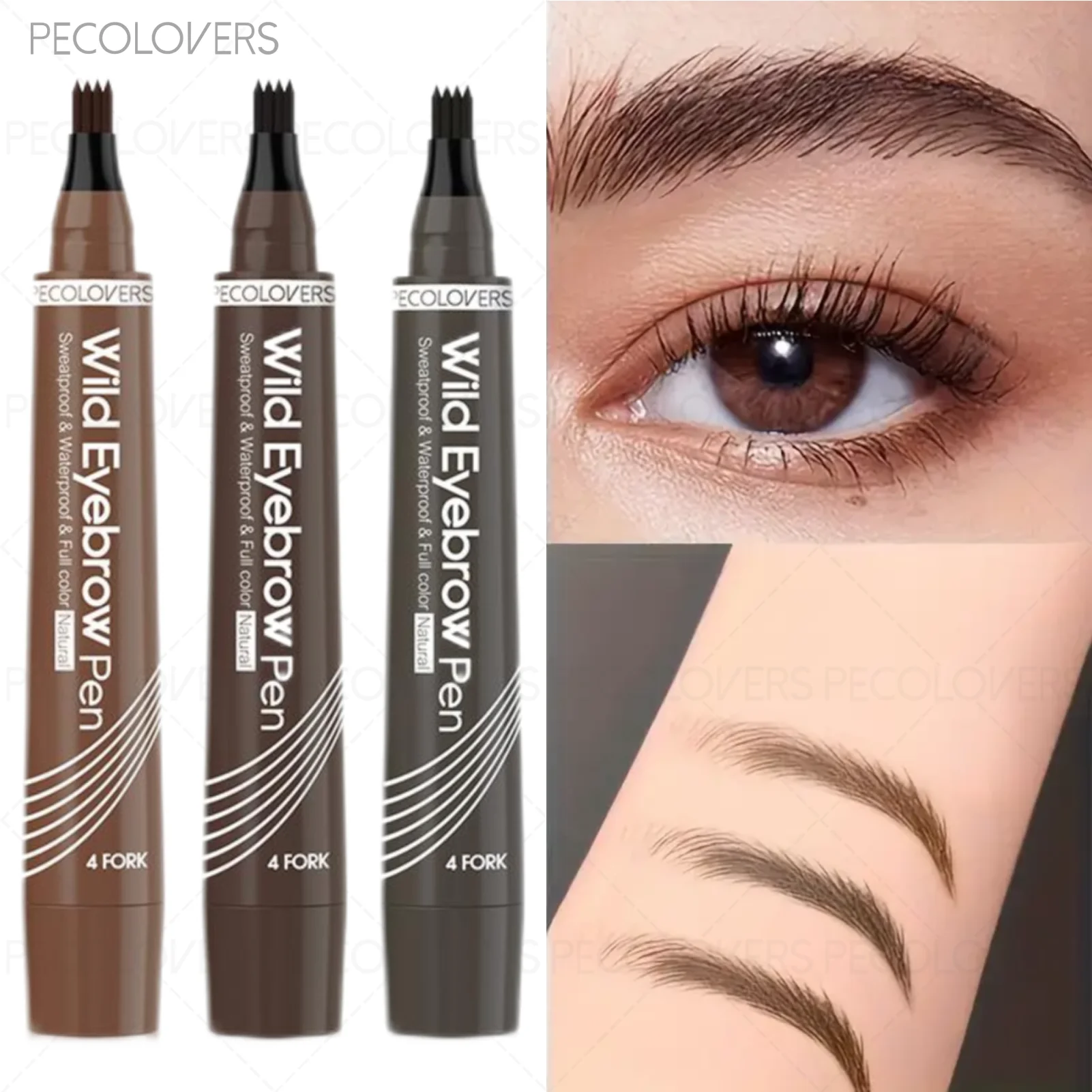 1 Pcs Four-Fork Head Waterproof Eyebrow Pencil, Long-Lasting＆Fast Drying, Precise Tip for Defined Brows Suitable for All Types