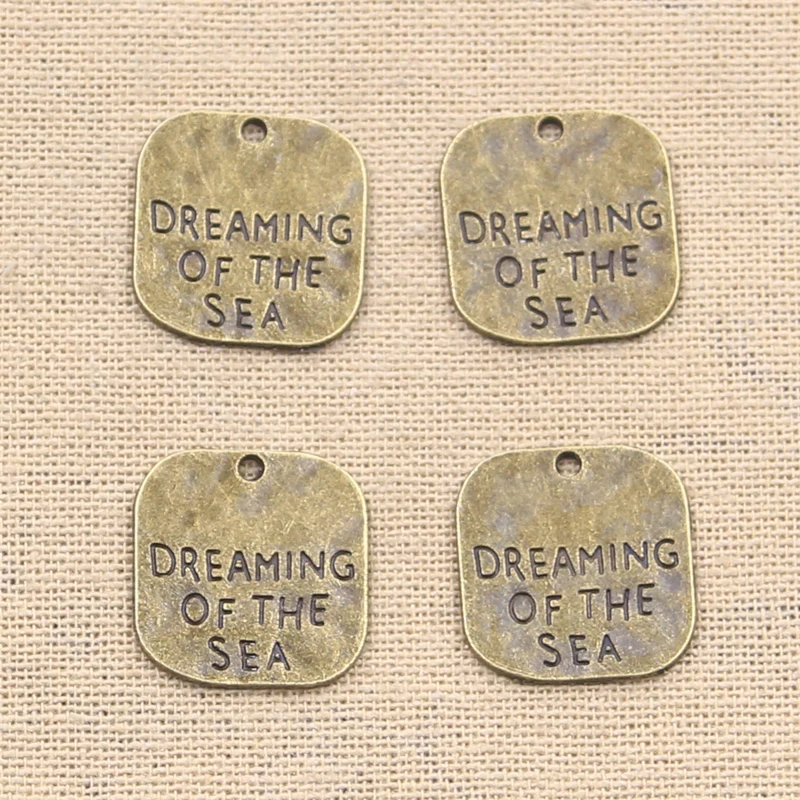 10pcs Charms DREAMING OF THE SEA 19x19mm Antique charms,pendant fit,Vintage Tibetan Bronze Silver color,DIY Handmade Jewelry