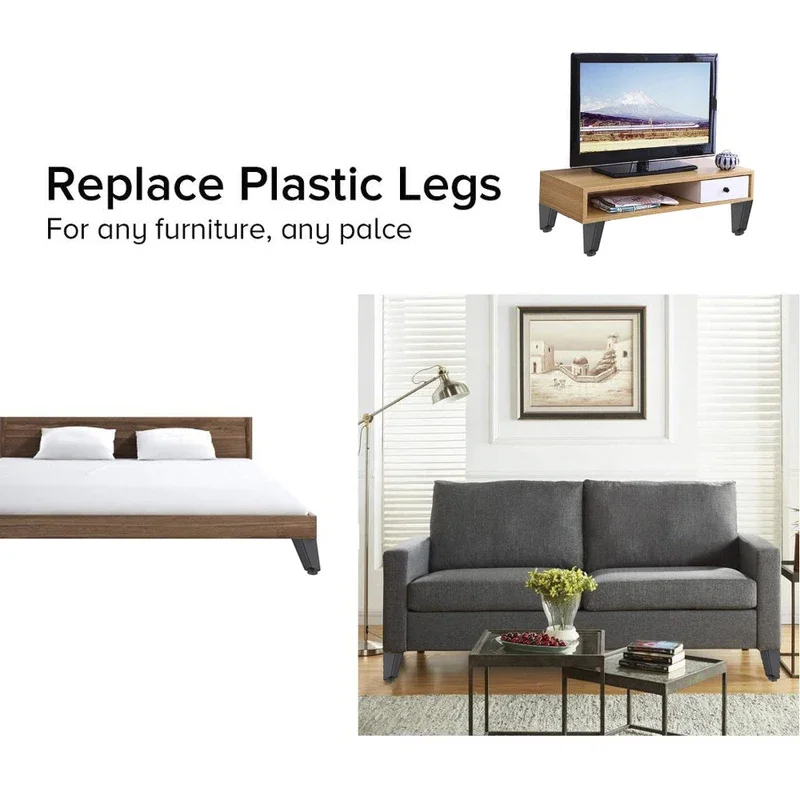 4 قطعة أثاث معدني قابل للتعديل الساق أريكة سرير تلفزيون خزانة الساقين أقدام أثاث أسود سميكة سبائك الألومنيوم الجدول خزائن قدم