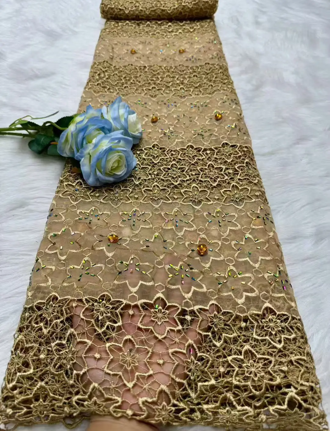 مطرز الأفريقي أقمشة الدانتيل جودة عالية 2025 النيجيري جبر الحبل الدانتيل التطريز صافي الدانتيل السويسري الفوال الدانتيل لفستان الزفاف #5