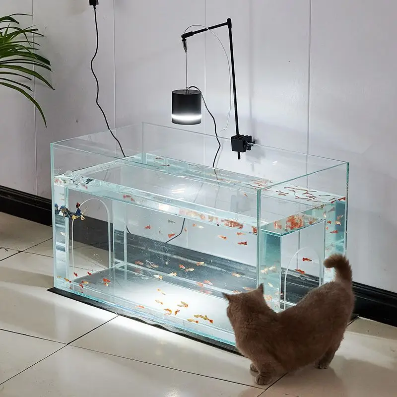 Cat bed fish tank integrated small home tunnel ultra-clear ornamental fish tank, can be drilled or lying down