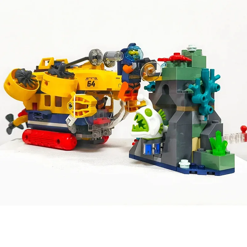 Compatible Brick Sets City Series Building Blocks Ocean Exploration Submarine Ocean Lantern Fish Children's Toys Gift 60264