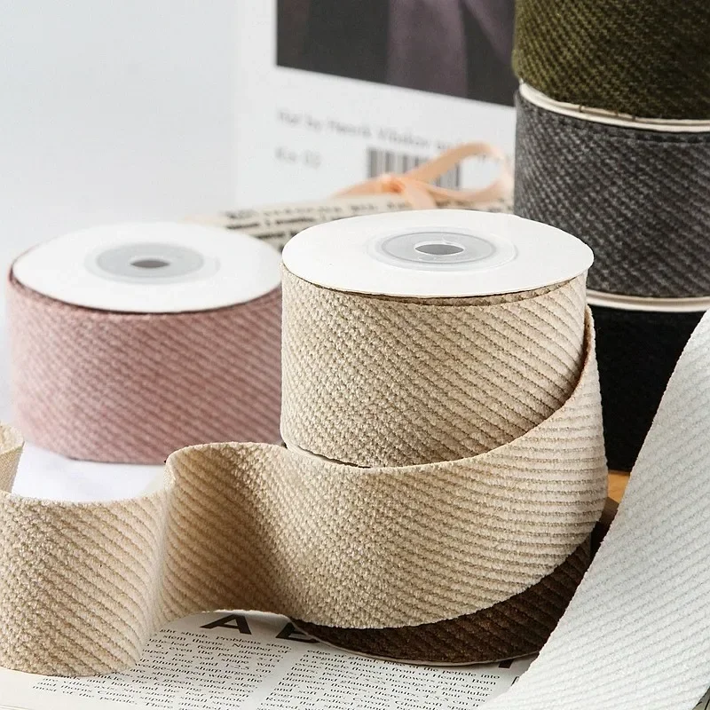 25/38mm 5yards Twill Corduroy Ribbon DIY Hair Bows Clothing Sewing Supplies Gift Wrapping Accessories Ribbons for Crafts