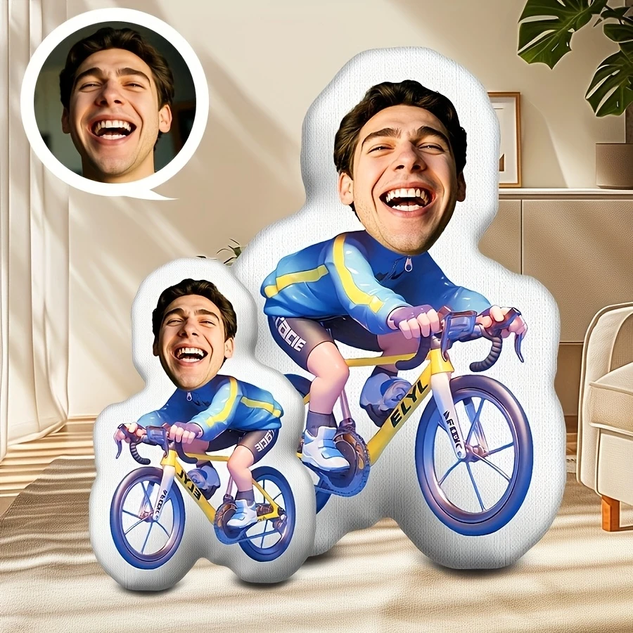 A Customized Personalized Throw Pillow, a Creatively Customized Bicycle Race Throw Pillow. A Unique and Different Gift for Famil
