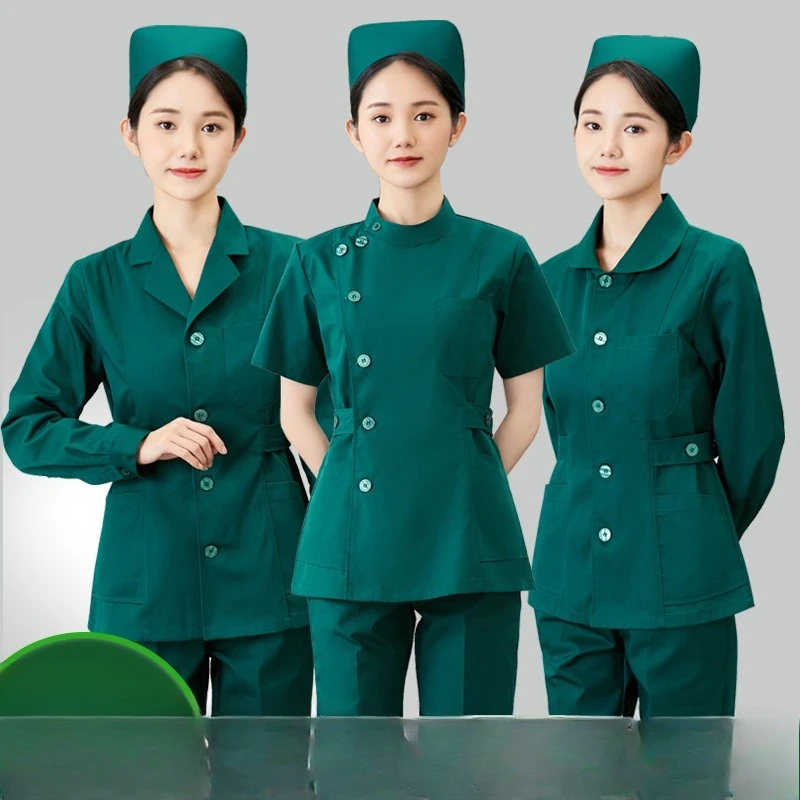 

Women's dark green nurse uniform, long-sleeved women's short two-piece suit, operating room, emergency department doctor