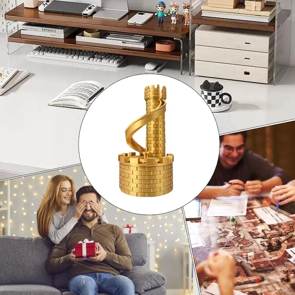 Contenedor de almacenamiento de monedas con tobogán de Castillo PLA, modelo de tanque de ahorro, torre de castillo, hucha, adornos de gran capacidad