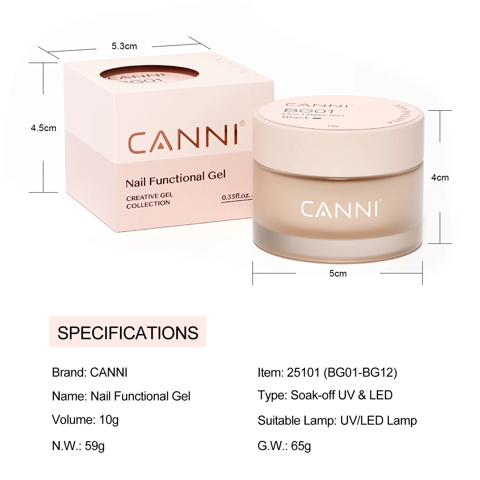 10g CANNI Fiber Base Coat Glasreparatur-Gel Hochglänzender Langlebiger Top Coat Halbtransparentes Milchweißes PVC 3D-Modellier-Gel – Detail 3