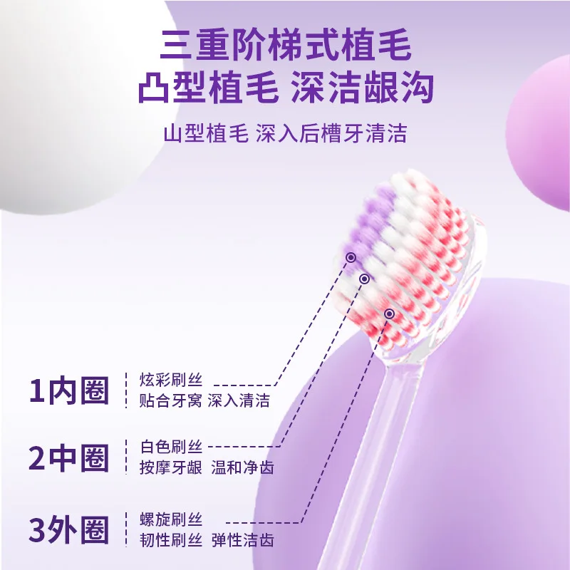 Convex Toothbrush Cleaning and Gum Protection Adult Spiral Elastic Starry Sky Purple Soft Bristle Toothbrush